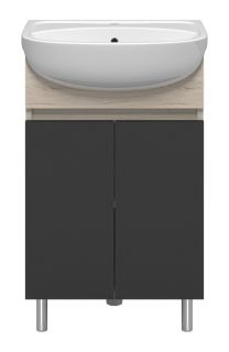 Напольная тумба под раковину Misty Поло 50см антрацит/дуб Галифакс белый